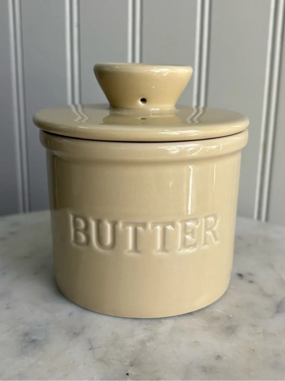 Ceramic Yellow Round Butter Bell LIKE NEW! Farmhouse Cottagecore Country Grandma